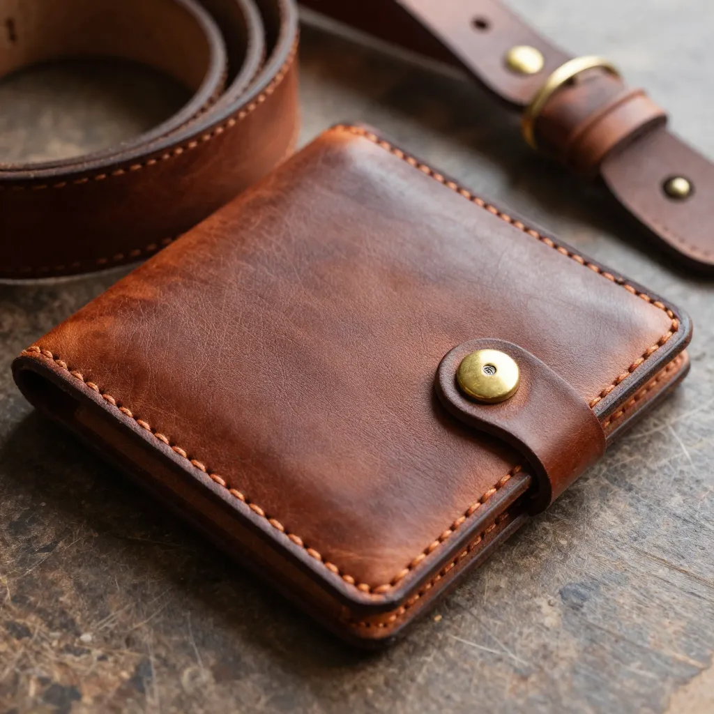 Finished leather wallet product